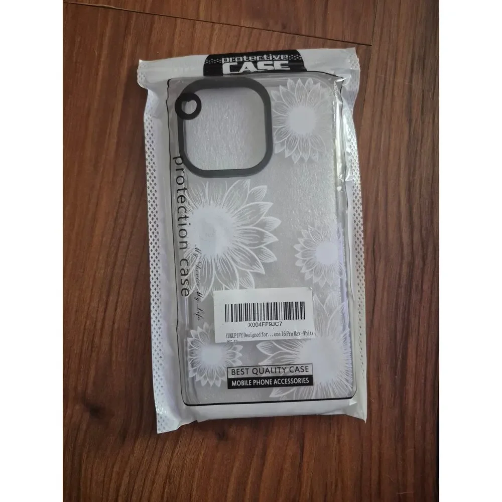 iPhone 16 Pro Max Cute Clear Sunflower Shockproof Protective Slim White S1
